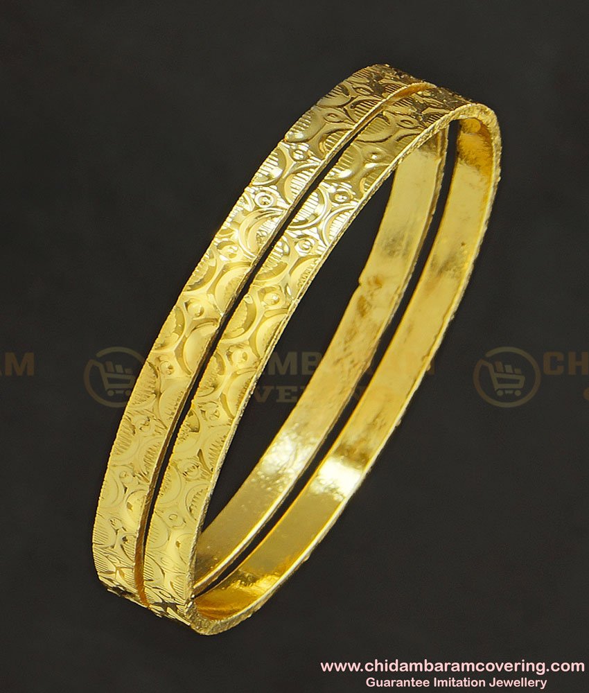 KBL031 - 1.14 Size Kids Bangle Gold Design Machine Cut Gold Plated Bangles Online