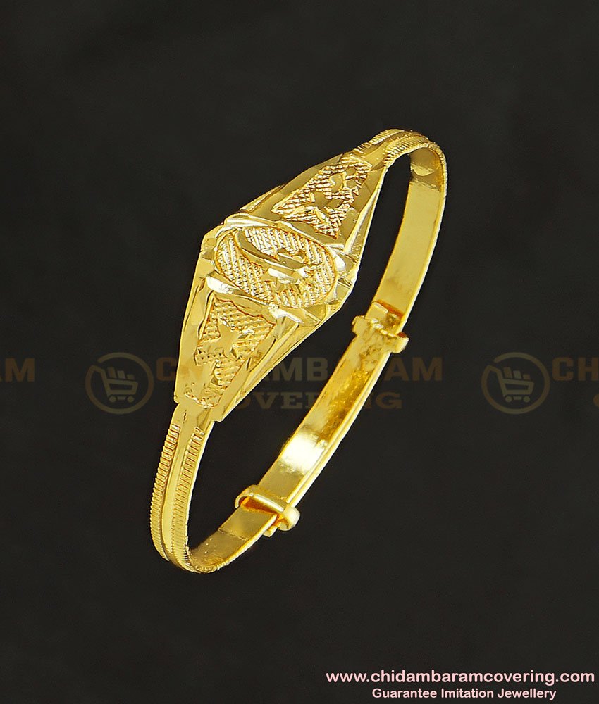 KBL036 - 1.10 Size Chidambaram Covering New Born Baby Adjustable Bangle Gold Indian Design 