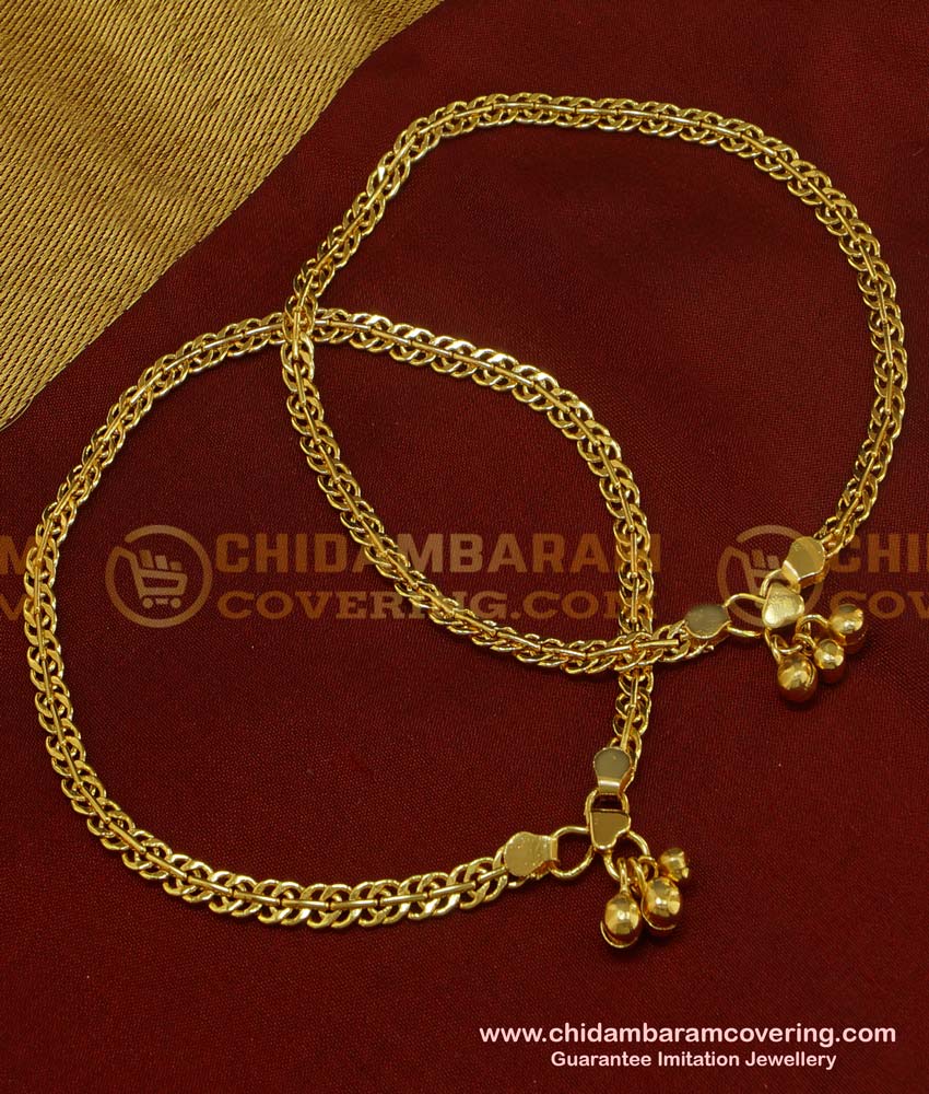 ANK032 - 10.5 Inch Buy Latest Anklet Chain Design Gold Plated Kolusu Imitation Jewelry Online NK020 