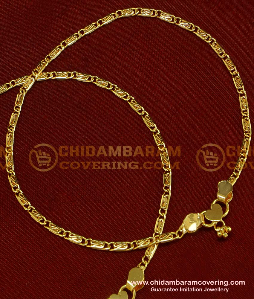 ANK036 - 10 Inch Light Weight  Simple Daily Wear Anklet Design Best Payal Design Indian Jewelry