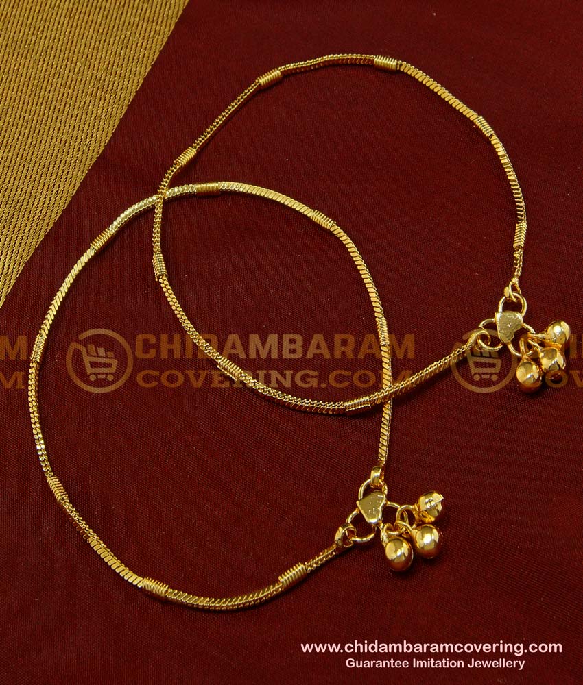 ANK050 - 11 Inch Light Weight Daily Wear Simple Thin Chain 1 Gram Gold Plated Anklet