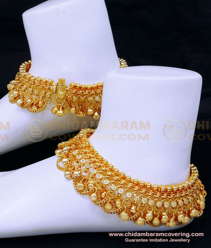 ANK133 - 10 Inch Wedding Full Beads Heavy Bridal Anklets Gold Plated Jewelry