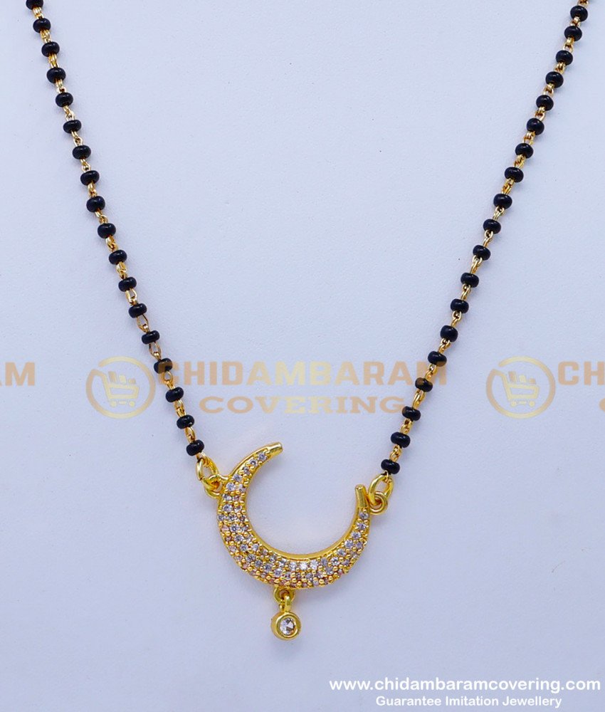 Elegant Pendant Design Gold Plated Short Nallapusalu Designs