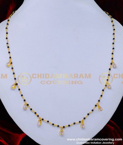 BBM1081 - Latest White Stone Black Beads Mangalsutra Designs