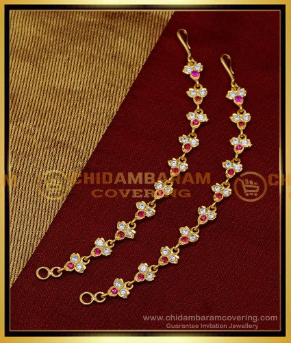 MAT175 - Traditional Impon Gold Ear Chain Designs with Stone