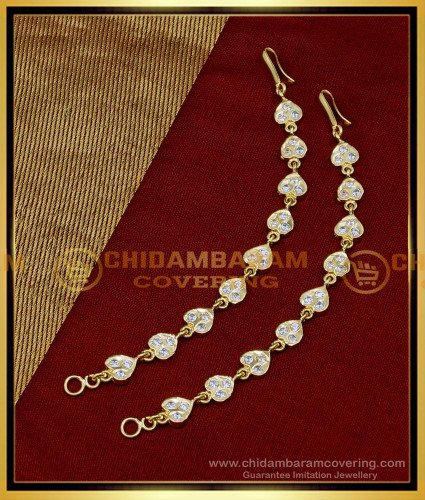 MAT179 - Beautiful White Stone Gold Side Ear Chain Designs 