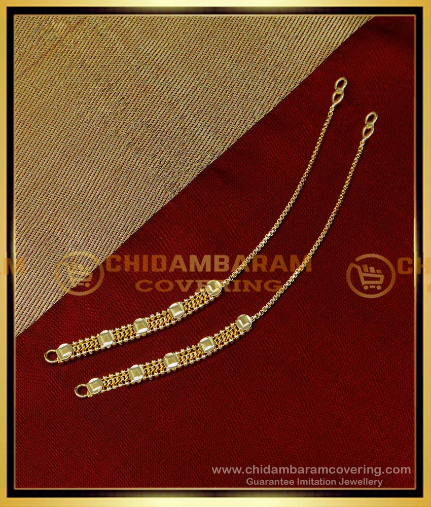 ear chain gold design, ear chain gold designs, side mattal designs in gold, mattal designs, 1 gram gold mattal designs, gold plated mattal