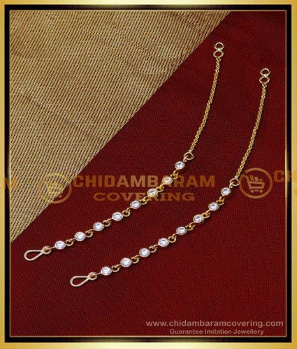 MAT212 - Simple Light Weight White Stone Ear Chain Impon Matilu Design 