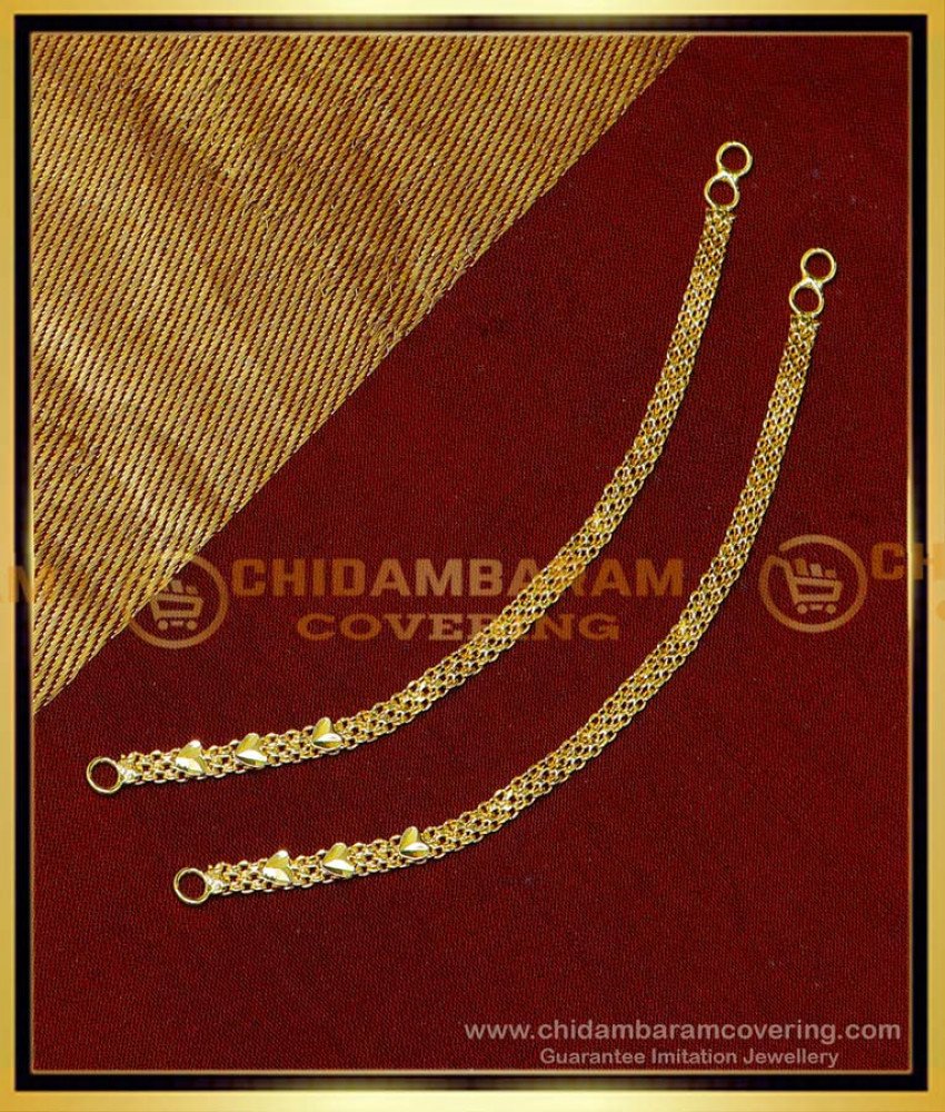 ear chain gold design, ear chain gold designs, side mattal designs in gold, mattal designs, 1 gram gold mattal designs, gold plated mattal