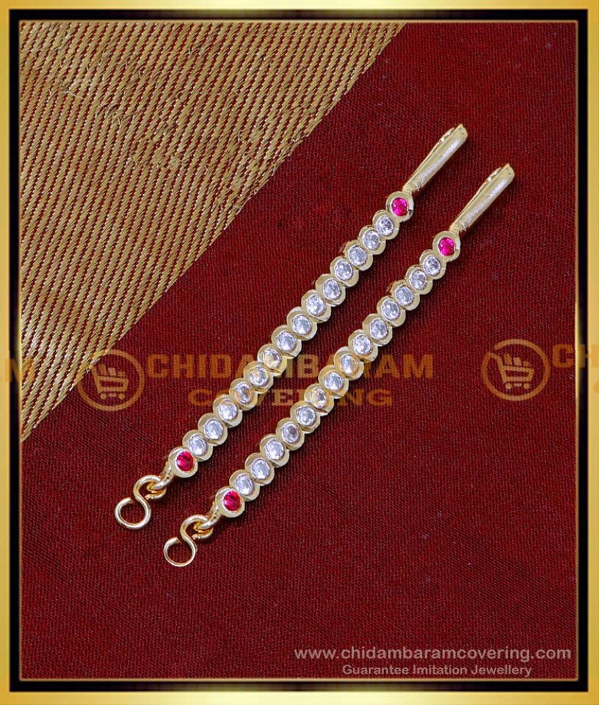 ear chain, ear chain designs, ear chain online, stone ear chain online, white stone ear chain, ear chain gold design, 1 gram gold ear chains, Mattal designs with price, mattal designs gold, gold matilu designs, matilu gold designs with price, side matilu designs