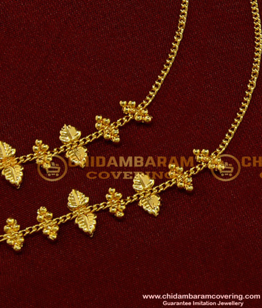 MAT66 - Beautiful Leaf Design Gold Ear Chain One Gram Gold Plated for All Type Earrings