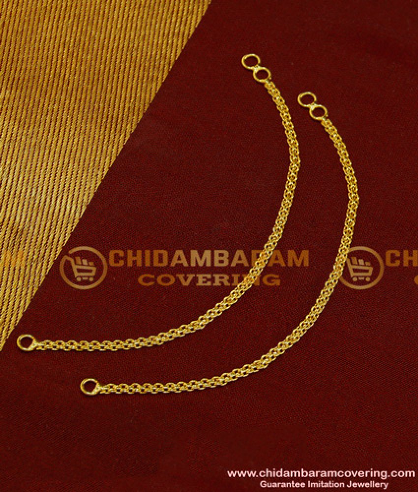 MAT72 - Gold Plated Simple Light Weight Flexible Thin Delhi Chain Ear Chain Mattal Designs Online