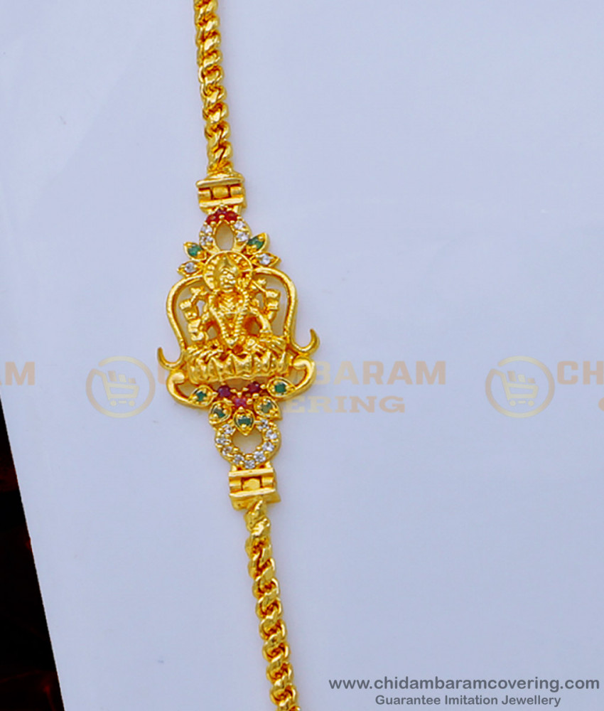 MCHN417 - Pure Gold Plated Guaranteed Latest Lakshmi Mugappu Chain Best Price Online 