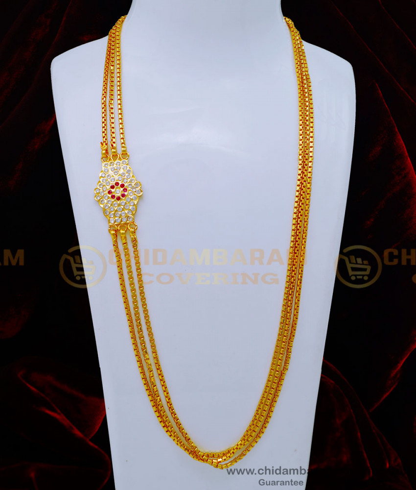 Latest Flower Design 3 Line Mugappu Chain Buy Online