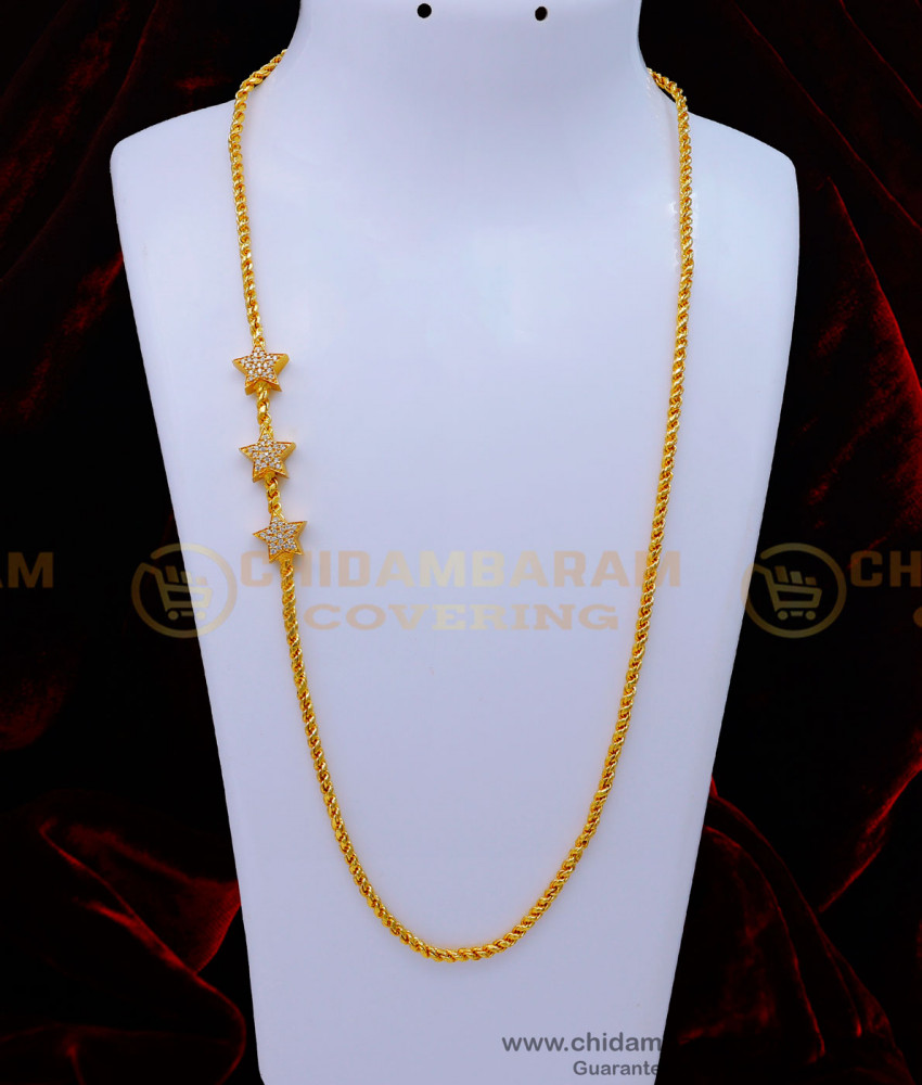 Latest Star Design White Stone Mugappu Thali Chain Online