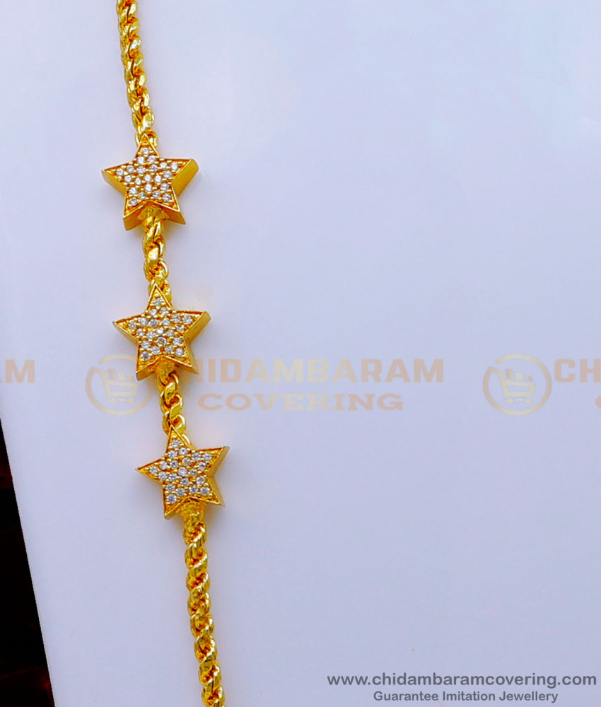 Latest Star Design White Stone Mugappu Thali Chain Online