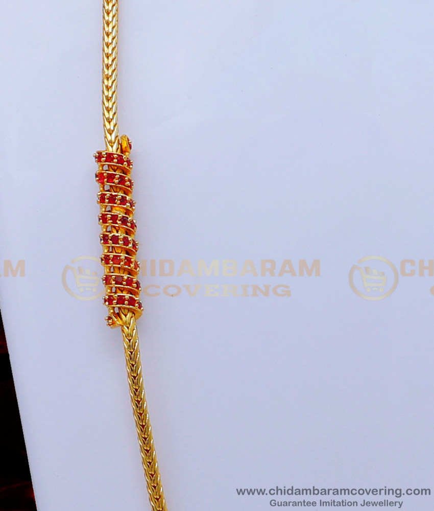 Gold Design Daily Use Ruby Stone Mugappu Thali Kodi Chain Online 