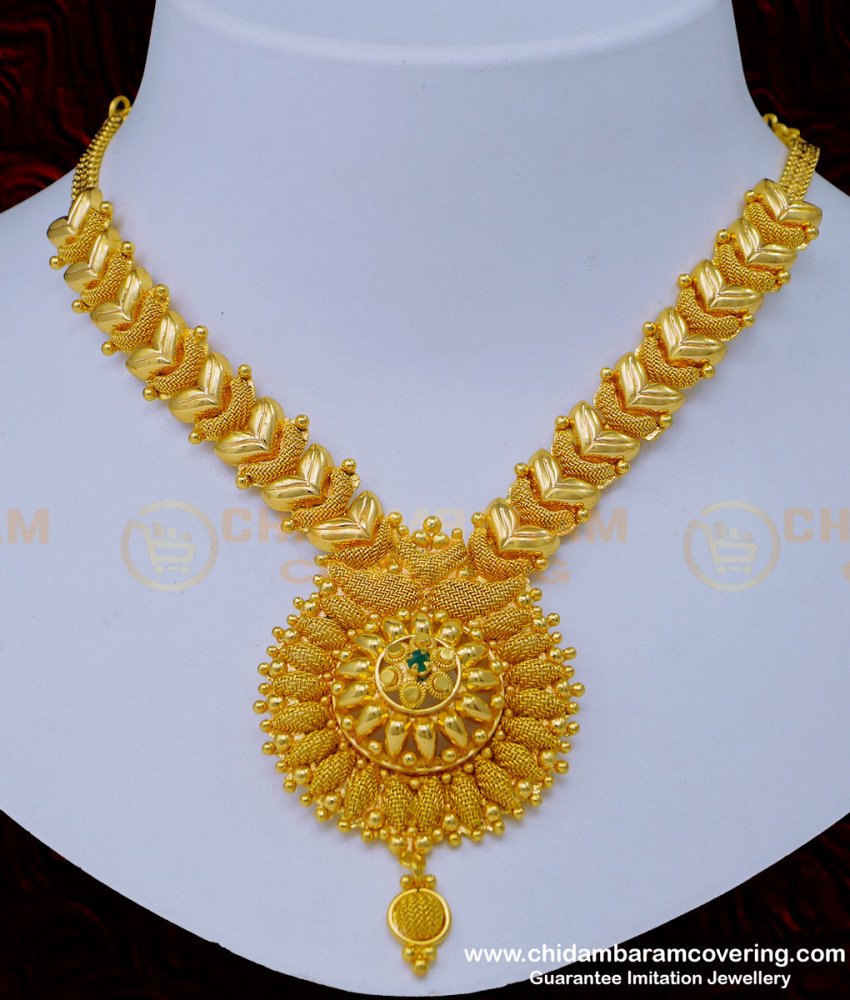 one gram gold necklace, covering necklace, impon necklace, attigai, gold necklace, stone necklace, gold plated necklace, chidambaram covering necklace