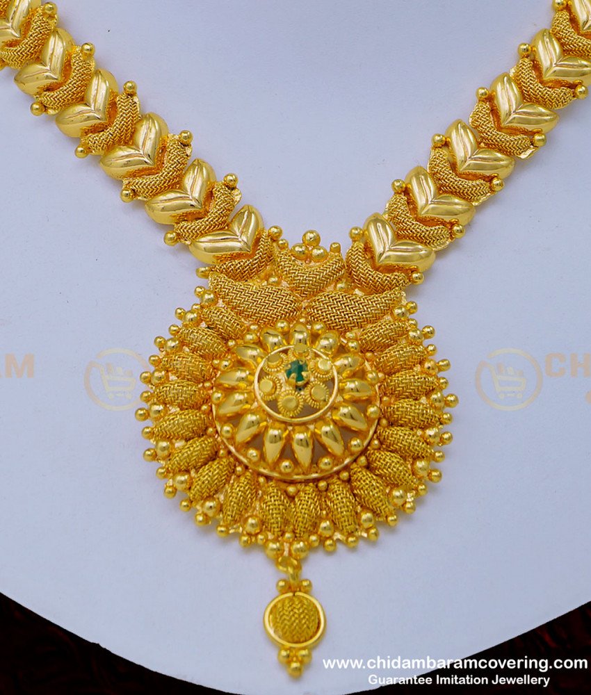 one gram gold necklace, covering necklace, impon necklace, attigai, gold necklace, stone necklace, gold plated necklace, chidambaram covering necklace