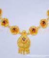 NLC1011 - Unique Party Wear Ruby Stone Flower Design Short Necklace for Women