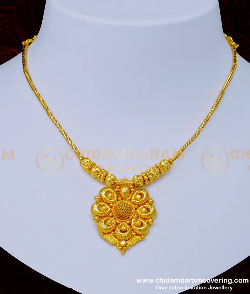 NLC1012 - Simple Gold Design Weight Daily Wear Flower Design Necklace for Women