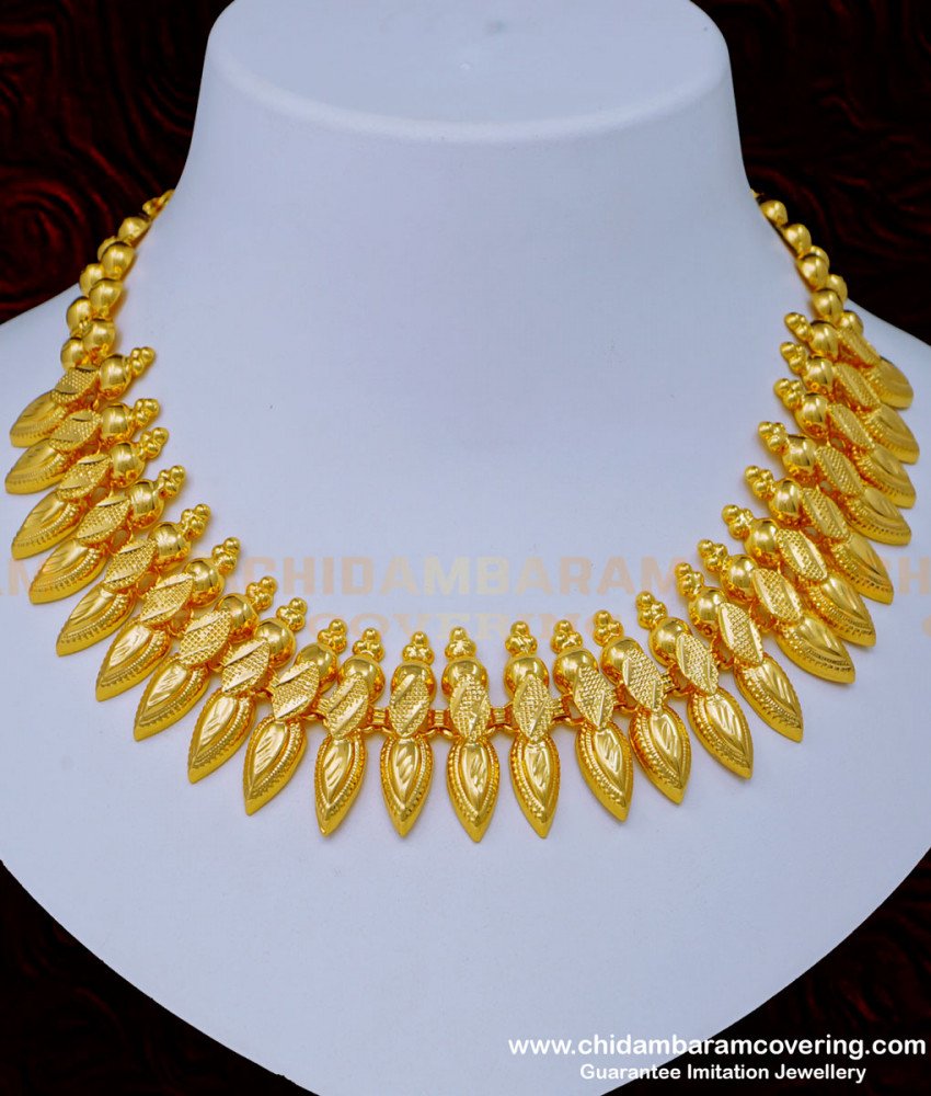 NLC1024 - Gold Inspired Latest Light Weight Kerala Necklace One Gram Gold Jewellery