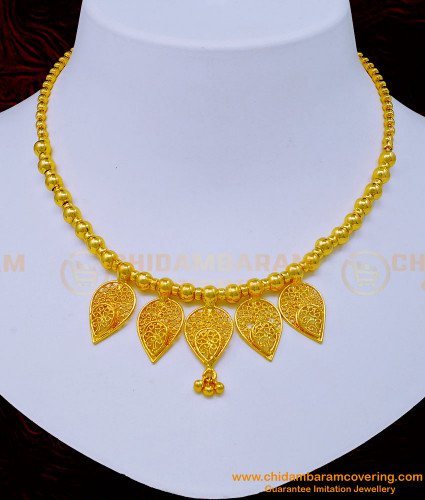 NLC1071 - Unique Leaf Design One Gram Gold Light Weight Necklace Buy Online   