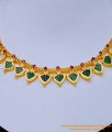 NLC1073 - Traditional Jewellery Stunning Gold Light Weight Green Palakka Necklace Online