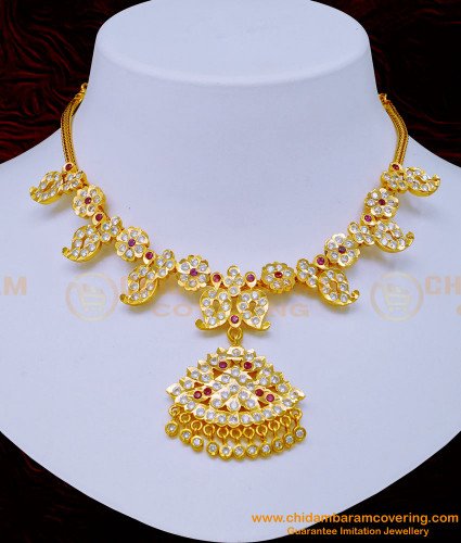 NLC1077 - New Model Bridal Wear Mango with Flower Design Five Metal Stone Attigai Design 