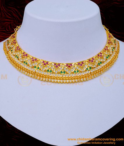 NLC1078 - New Wedding Collection First Quality Multi Stone Impon Choker Necklace Buy Online