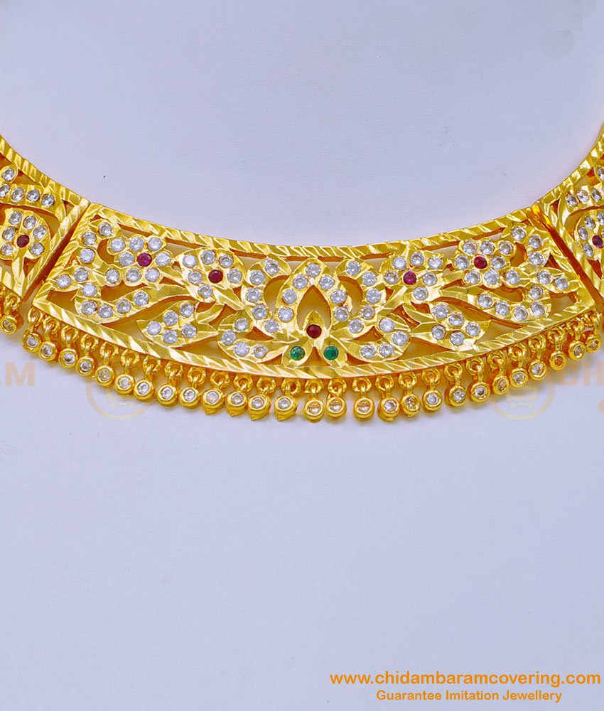 five metal choker, impon choker necklace, new model impon necklace, necklace designs online,