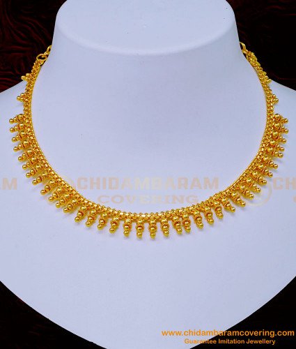 NLC1085 - Latest Gold Design Plain Bridal Wear Artificial Simple Necklace Design