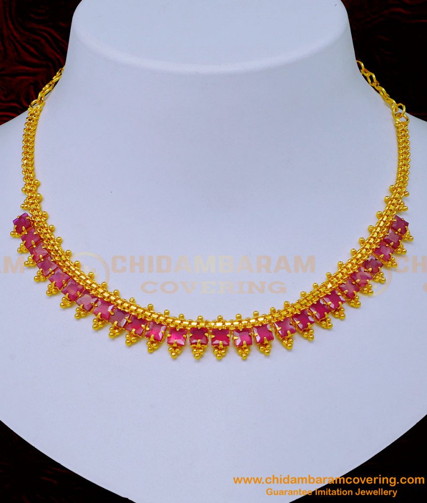 stone necklace designs, pink stone necklace, ruby stone necklace, stone necklace designs with price, stone choker necklace, ball necklace, simple necklace,