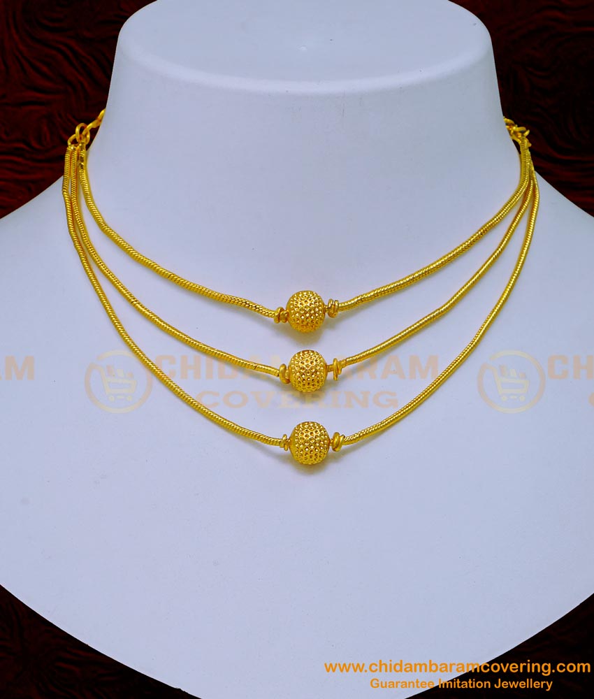 plain necklace, necklace below 300, low price necklace, three layer necklace gold, 3 layer necklace indian, 3 layer necklace gold, 3 layer necklaces, 3 chain layer necklace, one gram gold necklace, 