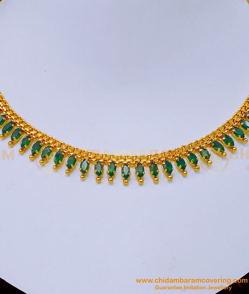 Emerald Stone Gold Plated Necklace for Wedding