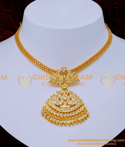 NLC1186 - Five Metal Double Swan Impon Attigai Necklace Design Online