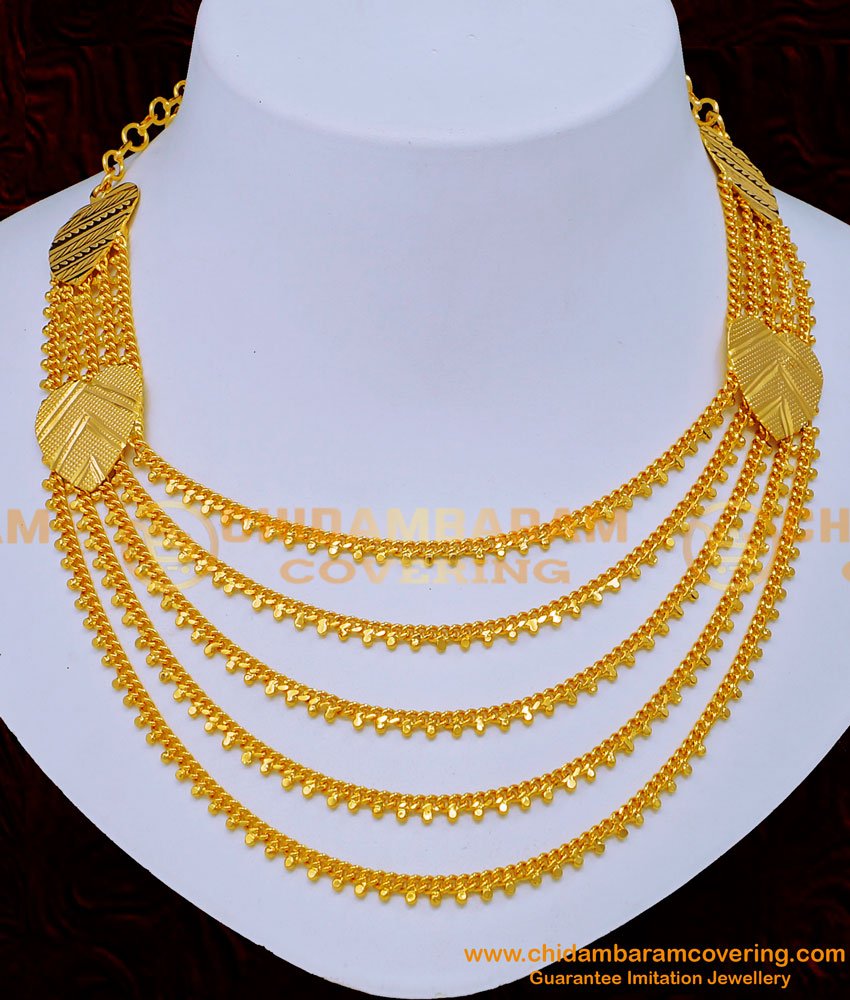 Gorgeous Gold Look Gold Plated Multi Layered Necklace for Wedding