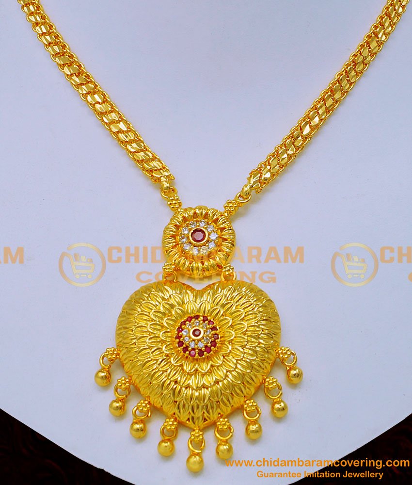 New Model 1 Gram Gold Plated Stone Necklace Designs