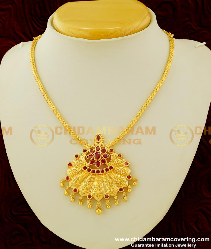 NLC343 - New Model Ruby Stone Latest One Gram Gold Designer Necklace for Wedding