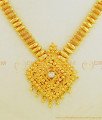 NLC614 - New Kerala Style One Gram Gold Plated Net Pattern Single Stone Necklace 