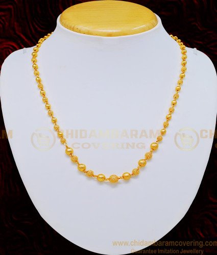 NLC714 - One Gram Gold Plated Simple Look Gold Beads Necklace Necklace for Women 