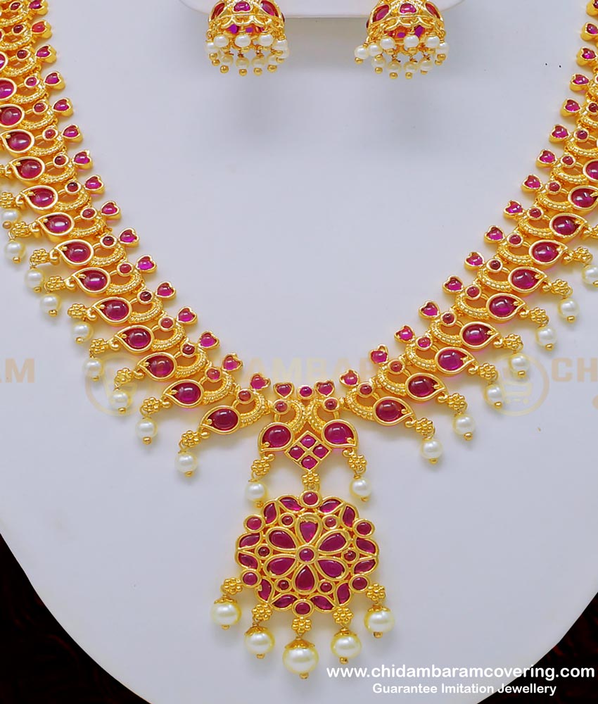 traditional kemp stone jewellery, Ruby Stone Necklace, Real Kemp Jewellery, Kemp Stone Bridal Set, 