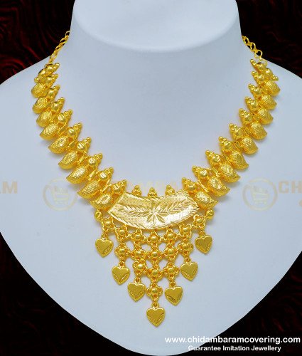 Nlc778 - Kerala Gold Inspired Light Weight Mango Necklace 1 Gram Gold Bridal Jewelry