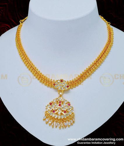 NLC783 - South Indian Impon Attigai Necklace Panchaloha Jewellery Online Shopping