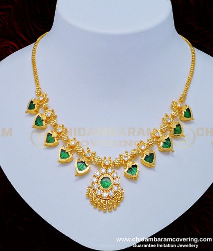 NLC817 - Kerala Traditional Jewellery Stunning Gold Light Weight Each 5 Palakka Mala Necklace Online