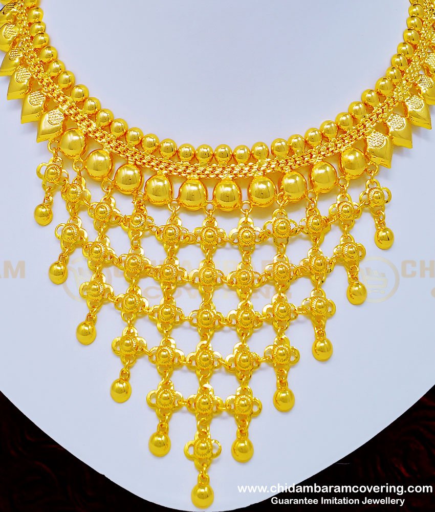 Kaliyoonjal, choker necklace, Kaliyoonjal necklace, Elakkathali choker, one gram gold Kaliyoonjal, one gram gold jewellery, gold plated necklace, 