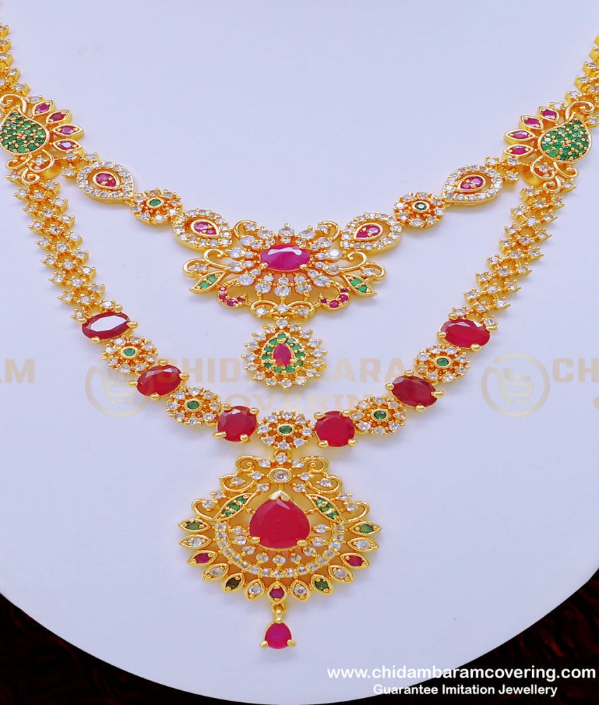 ad stone necklace set online, latest necklace with price, covering necklace, Chidambaram covering ,gold plated jewellery, fashion jewellery online, ad stone jewellery, ad stone haram,