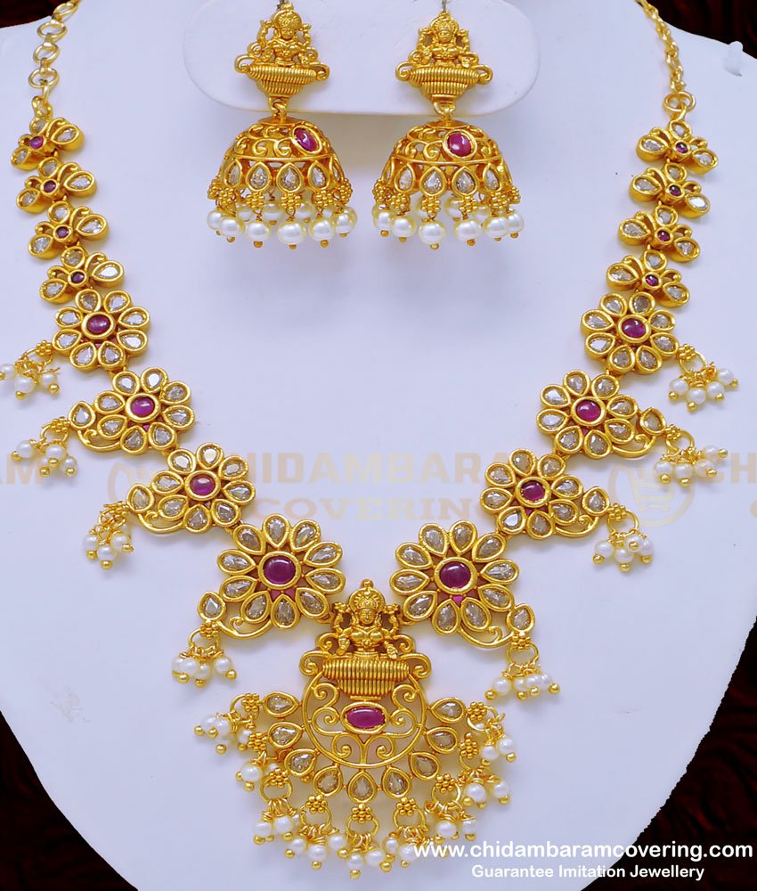 fashion-jewellery-temple-necklace-negas-necklace-nagas-jewellery-temple-jewellery-antique-jewelry, lakshmi necklace, Antique Jewellery,