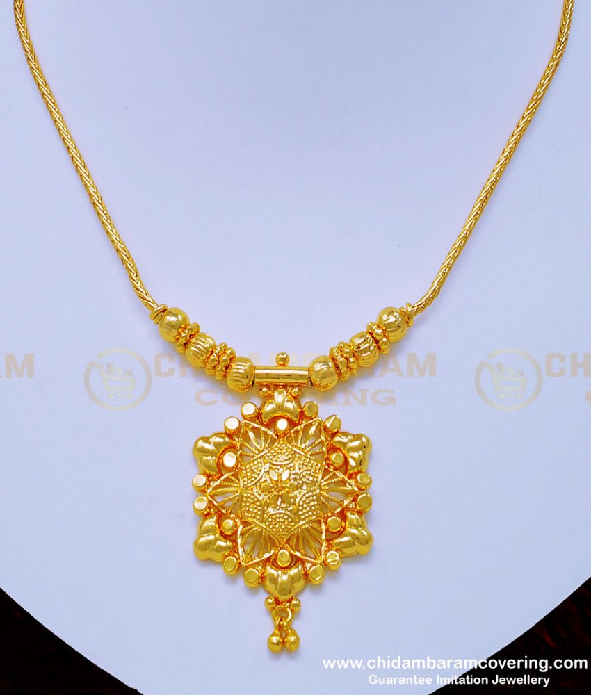 one gram gold jewellery, one gram gold necklace, gold covering necklace, gold plated necklace, ball necklace, simple necklace, necklace in gold, 