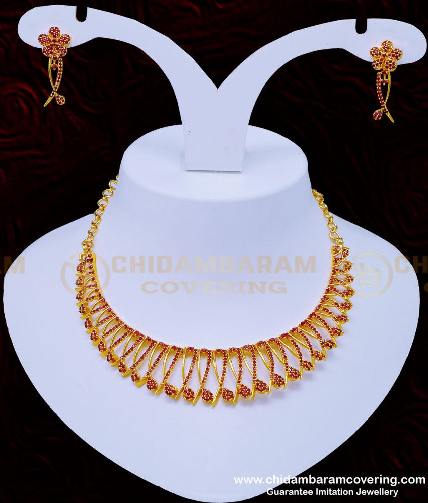 gold plated choker necklace, stone choker set. choker necklace buy online shop, imitation jewellery, ad jewellery, white stone jewellery, gold covering necklace, 